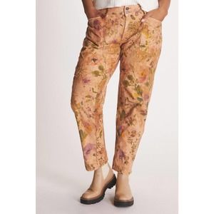 Pilcro The Wanderer Floral Low Rise Straight Leg Pants Size 27